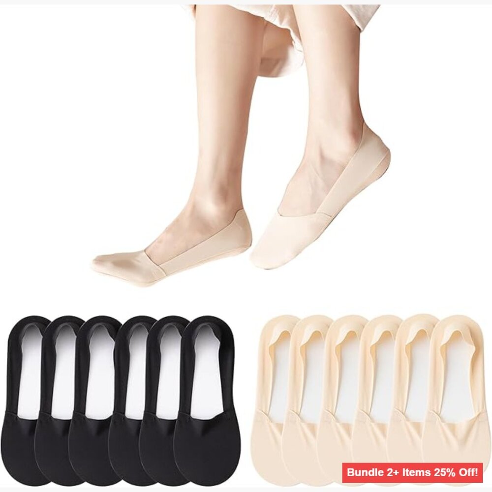 6 Pack No Show Socks Women Low Cut Non Slip Invisible for Flats Sneakers